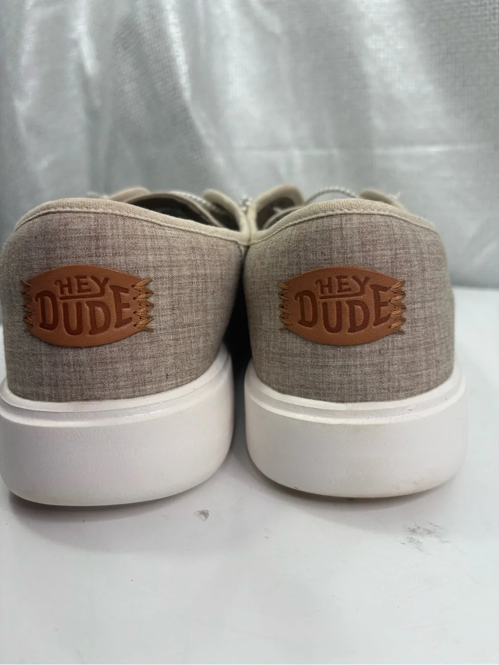 Hey Dude Men's Casual Canvas Sneakers in Light Beige size 13